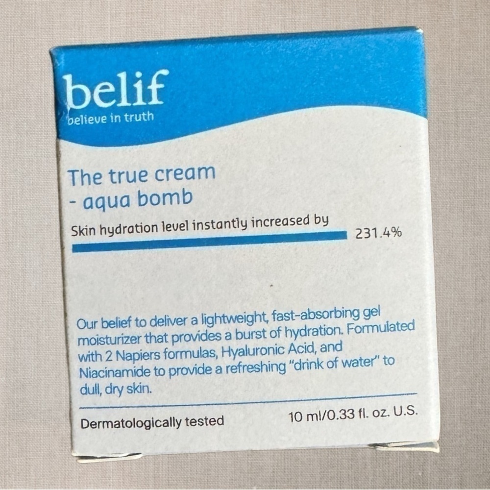 belif The True Cream Aqua Bomb HLightweight Gel Moisturizer 10 ml. .33 fl oz NEW